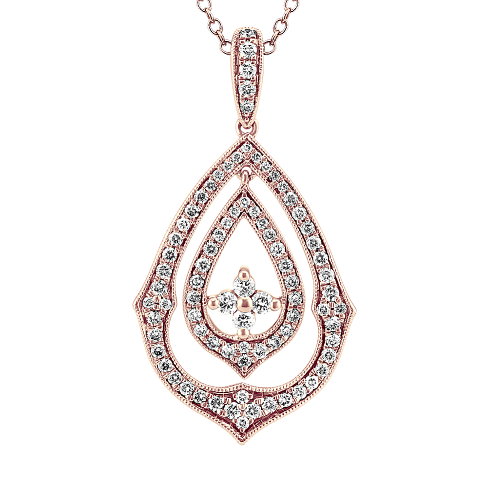 Vintage Diamond Pendant 14k Rose Gold (24'')