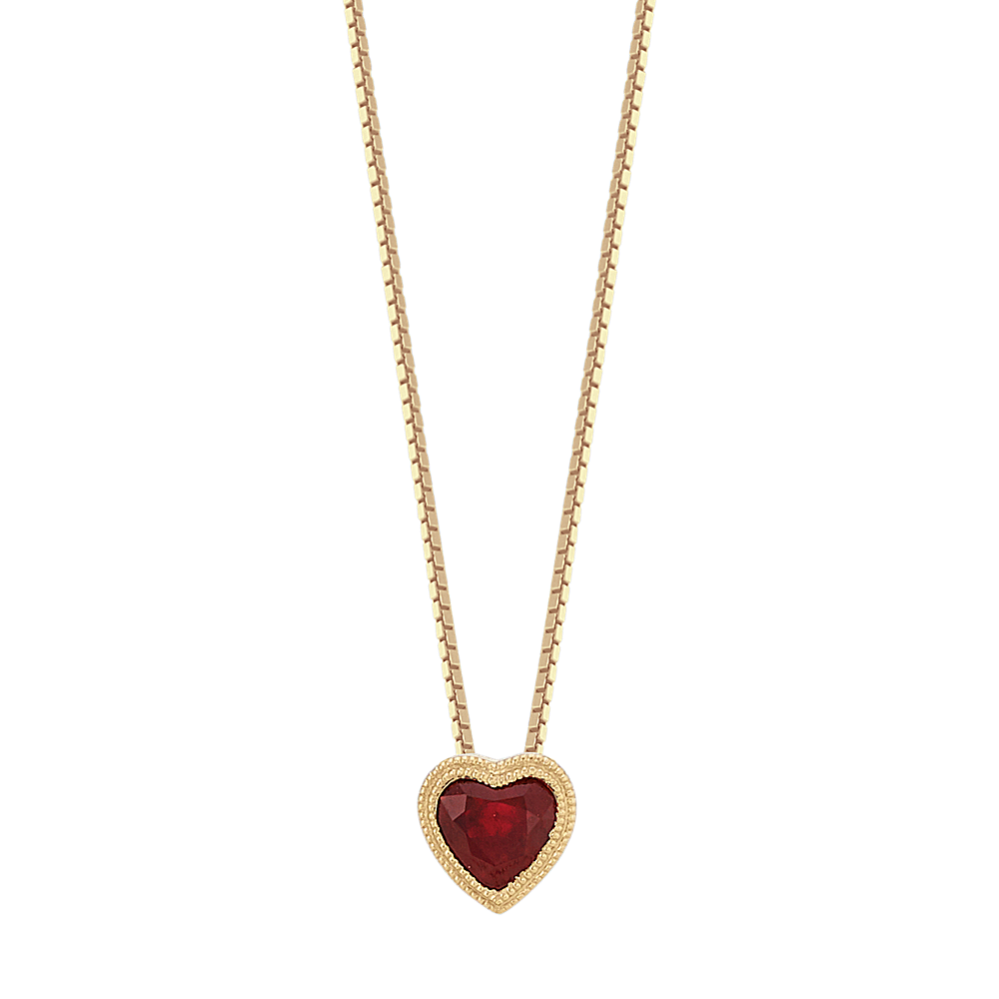 Vintage Heart-Shaped Ruby Pendant (18 in)