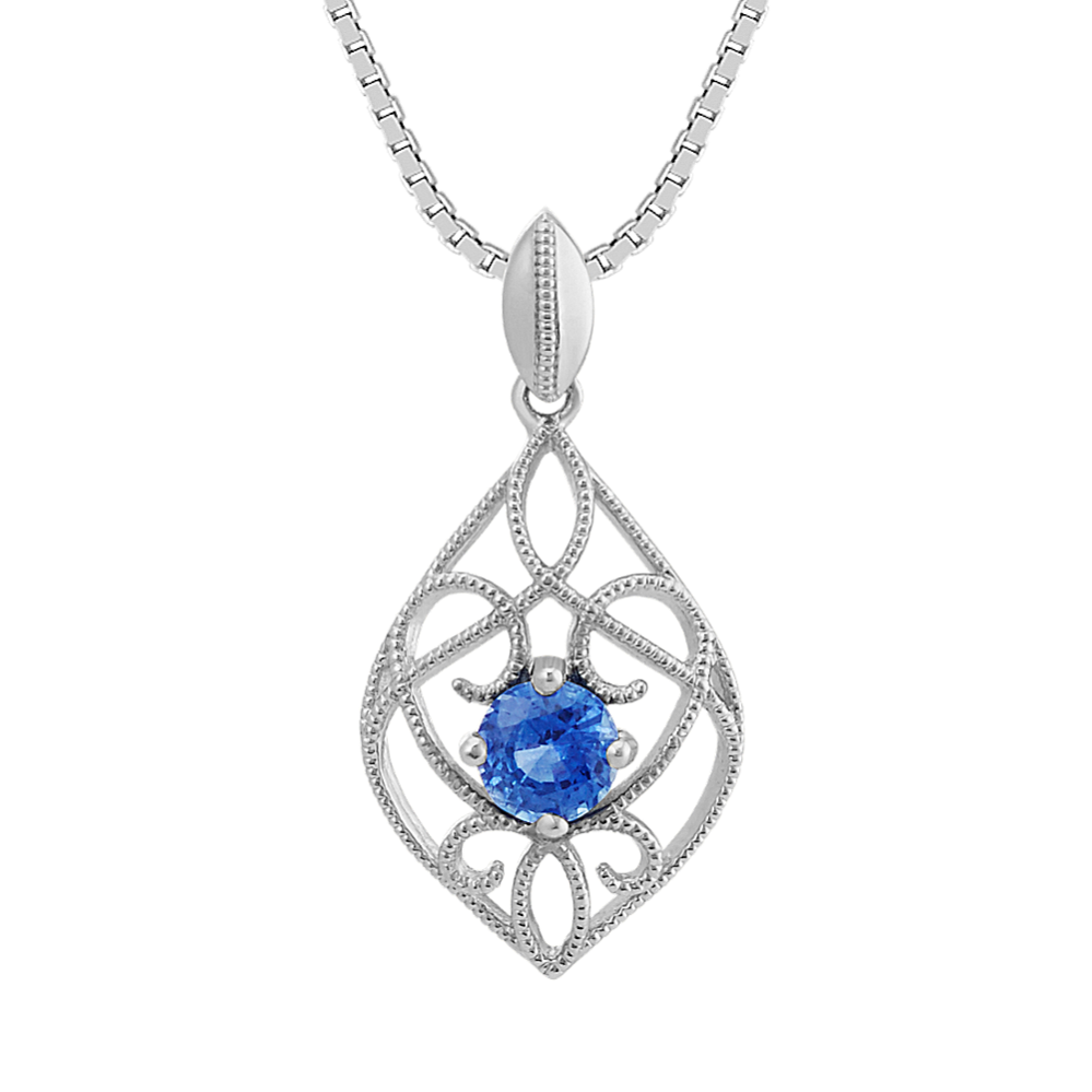 Vintage Kentucky Blue Sapphire Pendant in Sterling Silver (18'')