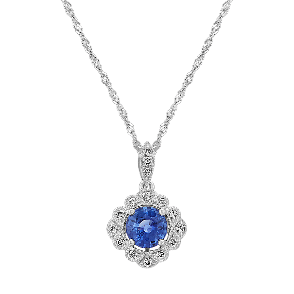 Vintage Kentucky Blue Sapphire and Diamond Pendant (18'')