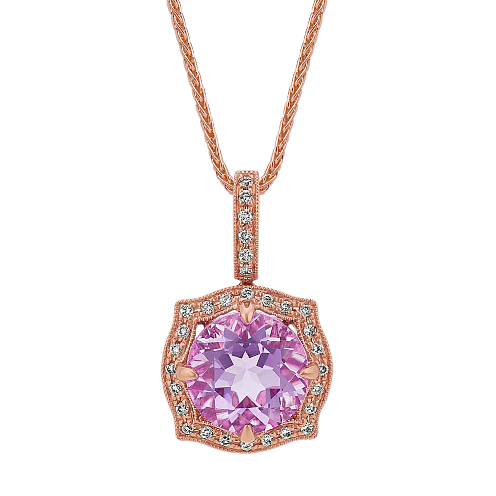 Vintage Light Amethyst and Diamond Pendant (18'')
