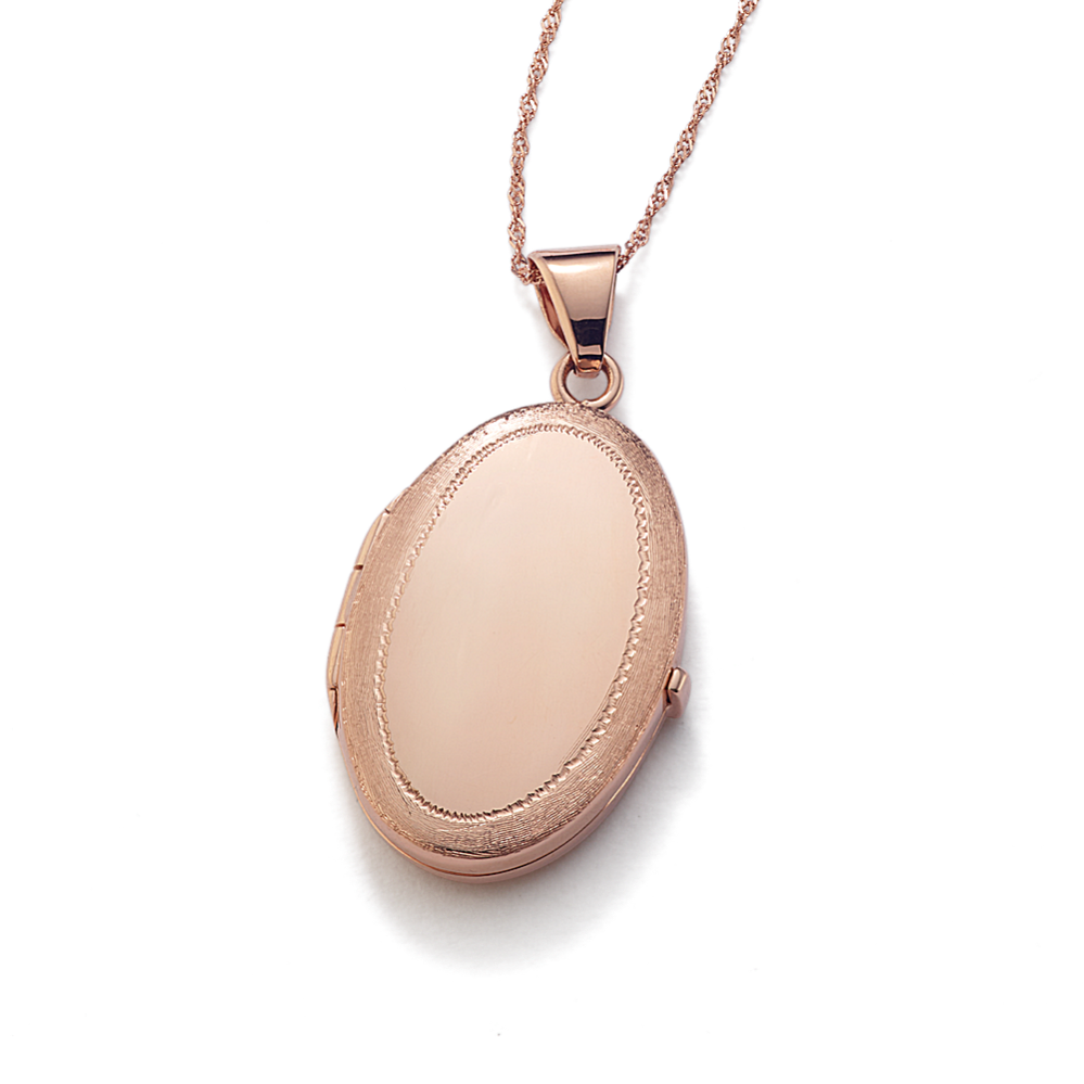 Milgrain 14K Rose Gold Oval Locket 20 in Shane Co