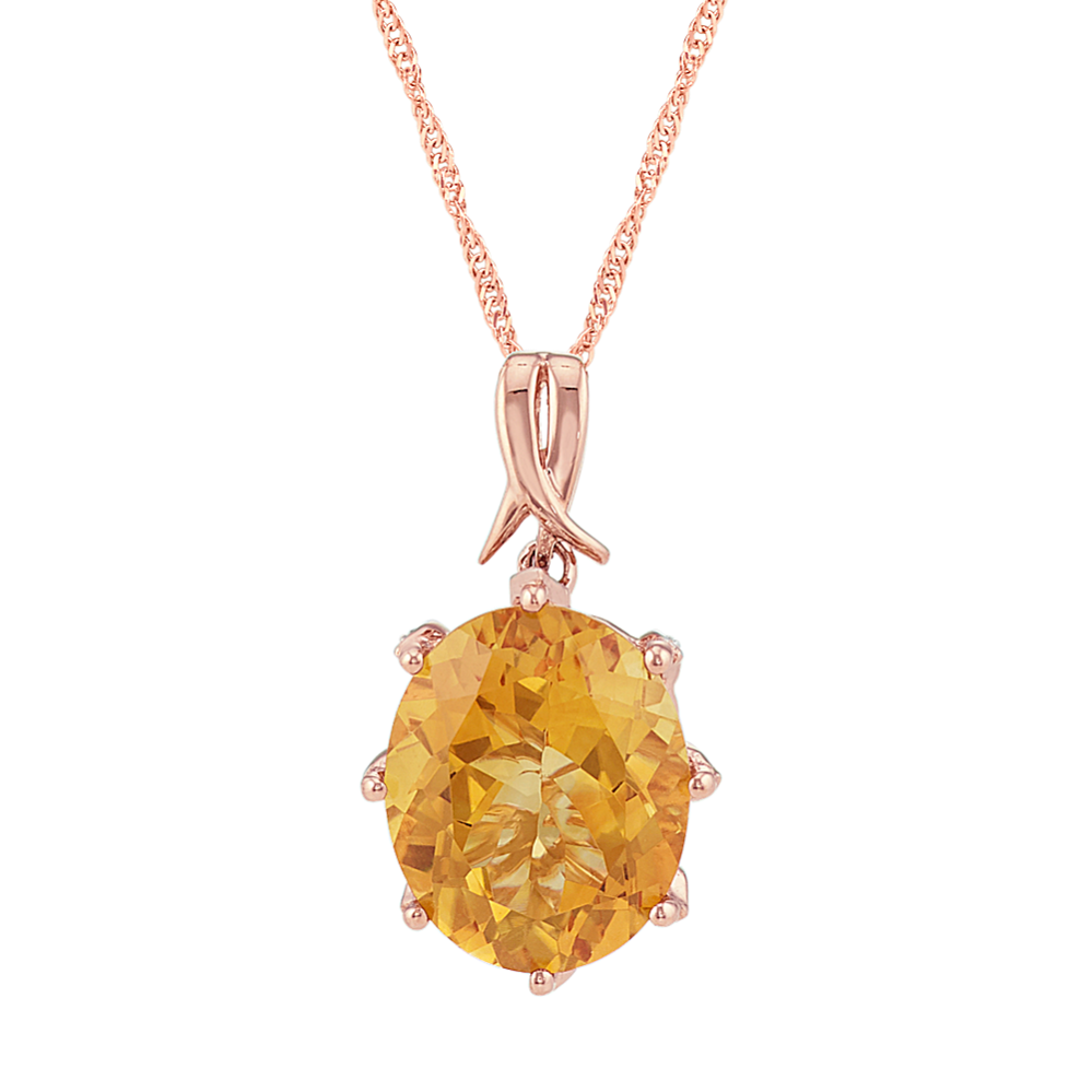 Vintage Citrine and Diamond Pendant (22'')