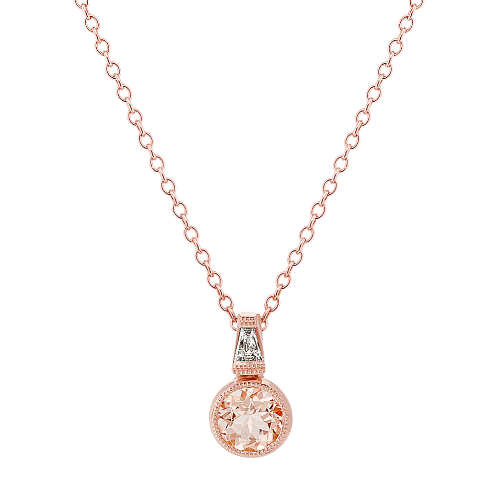 Vintage Morganite and Diamond Pendant (22'')