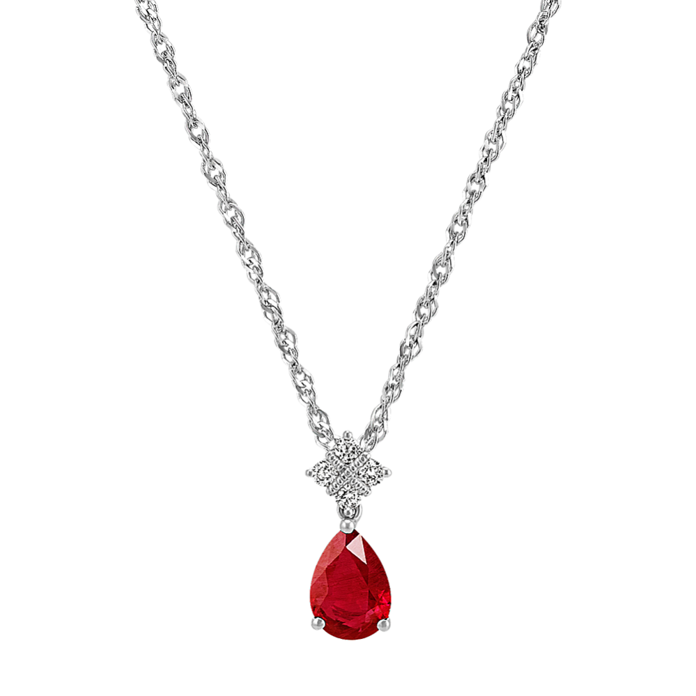 Vintage Ruby and Diamond Pendant (18 in)