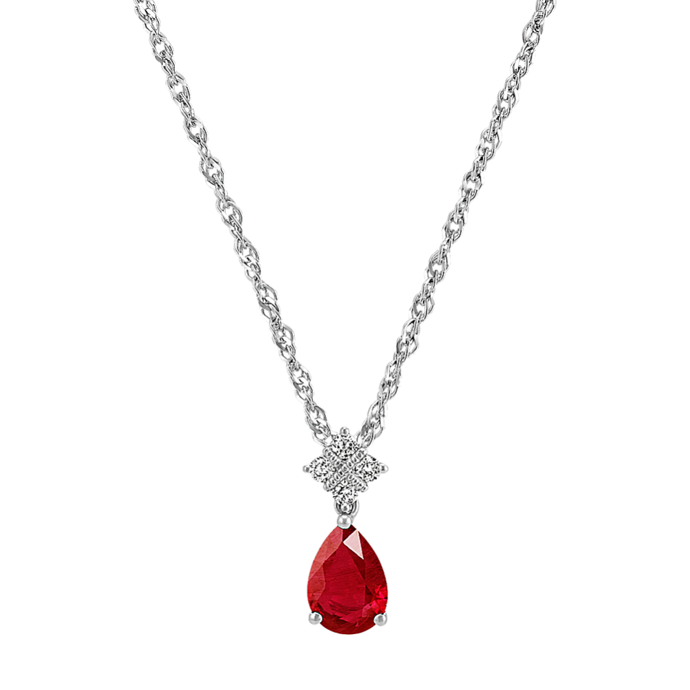 Vintage Ruby and Diamond Pendant (18'')