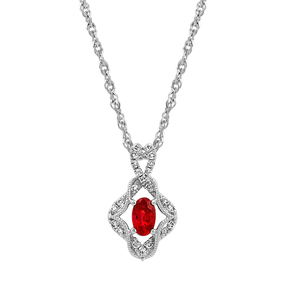 Vintage Ruby & Diamond Pendant (22 in)