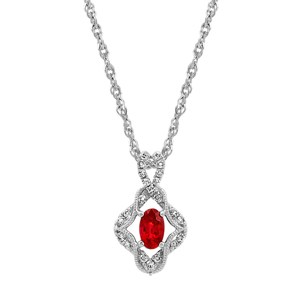 Vintage Ruby & Diamond Pendant (22'')
