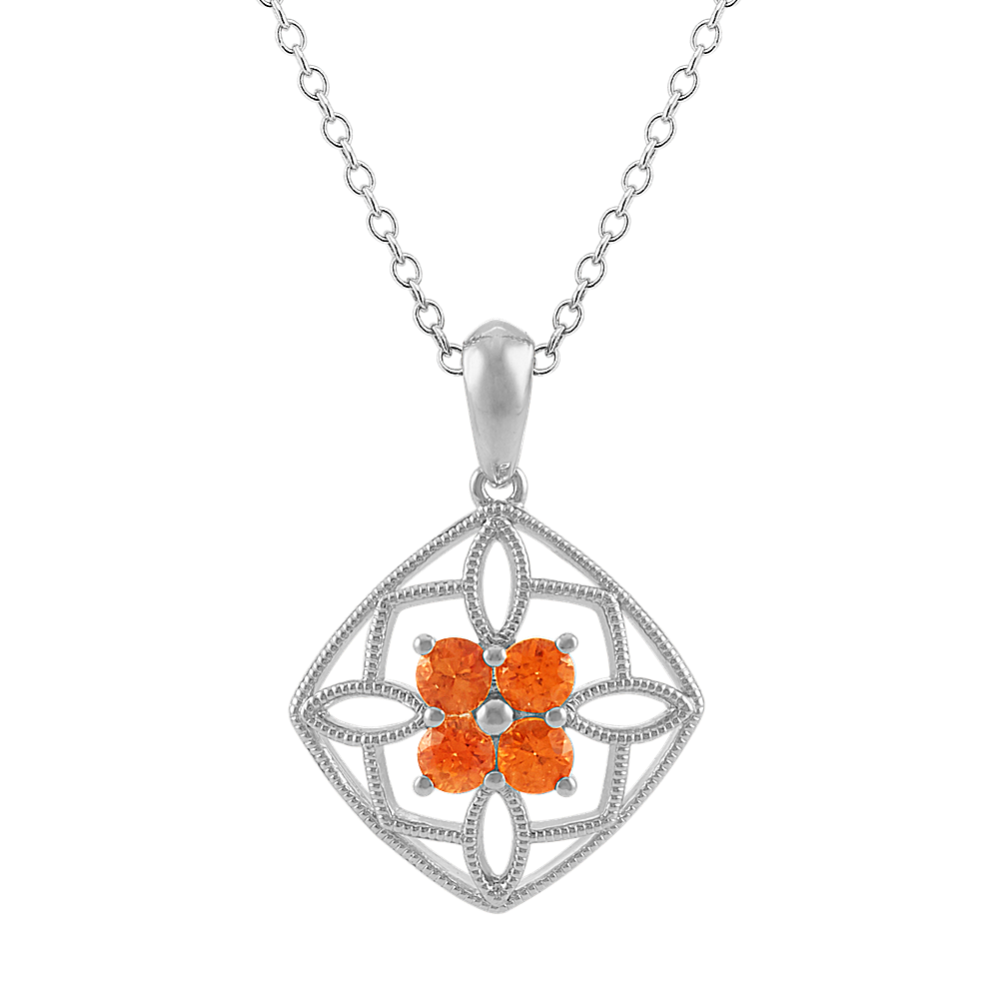 Vintage Orange Sapphire Pendant (20'')