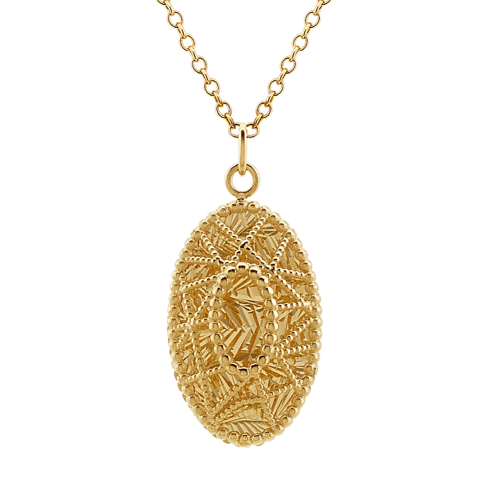 Vintage Oval Pendant in 14k Yellow Gold (17 in)