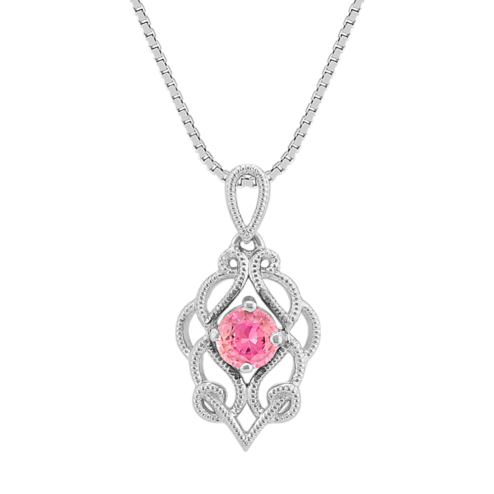 Vintage Pink Sapphire Pendant (20'')