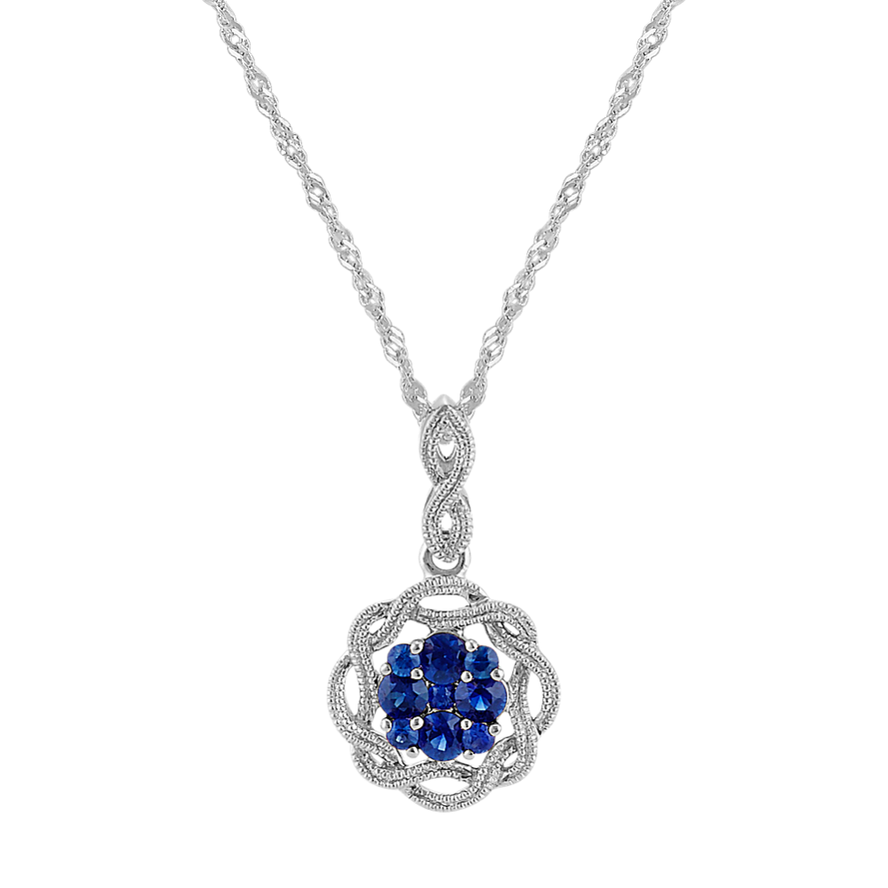 Vintage Round Traditional Sapphire Pendant (20'')