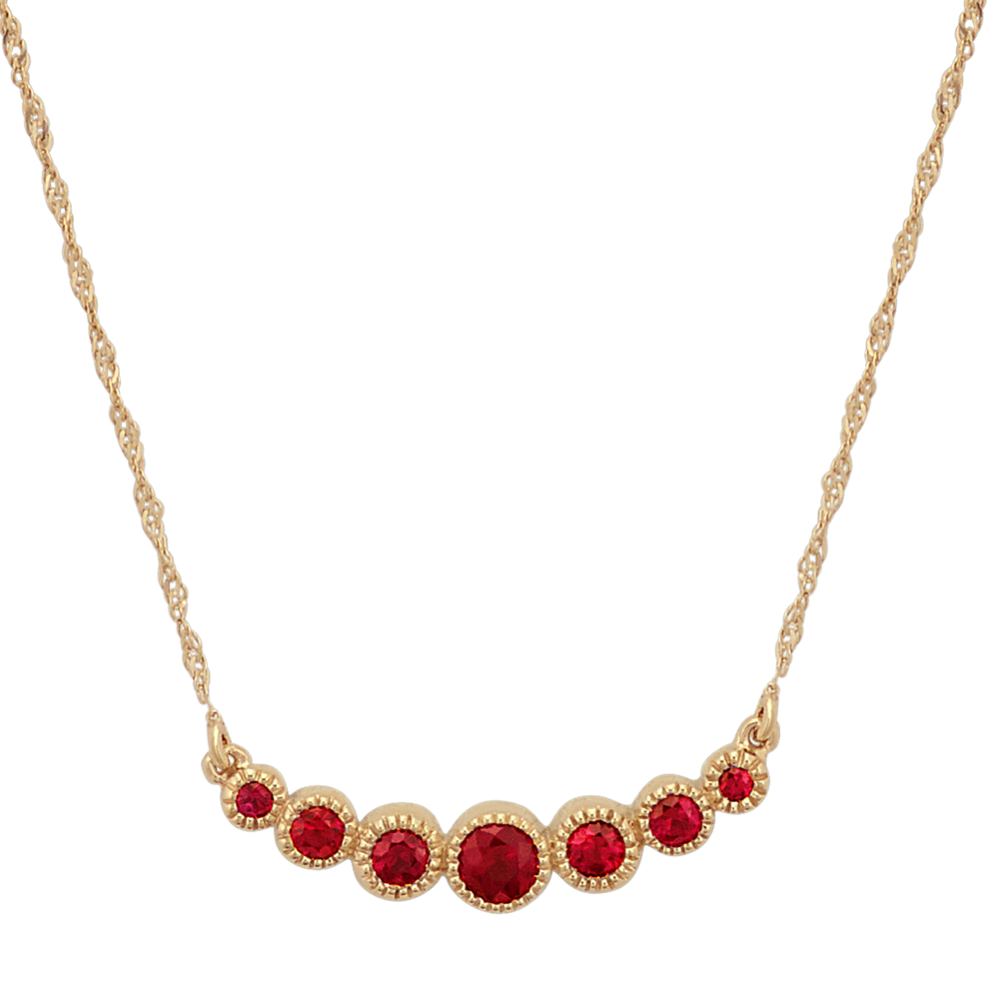 Vintage Ruby Necklace in 14k Yellow Gold (18 in)