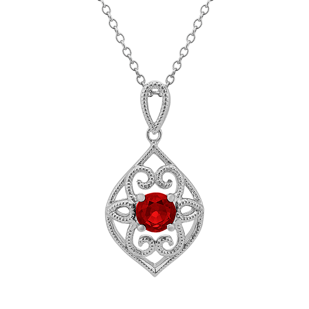 Vintage Ruby Pendant in Sterling Silver (20'')