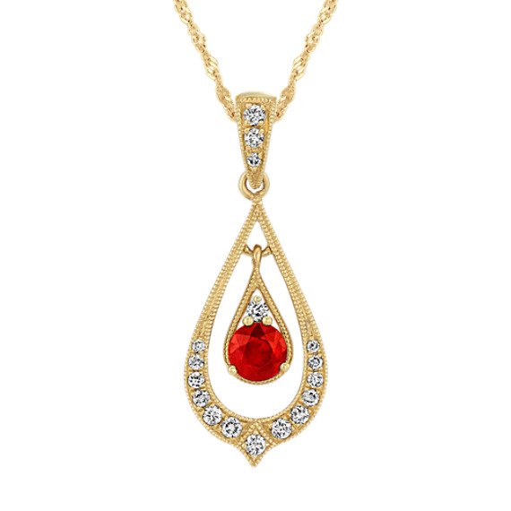 Vintage Ruby and Diamond Pendant (18 in)