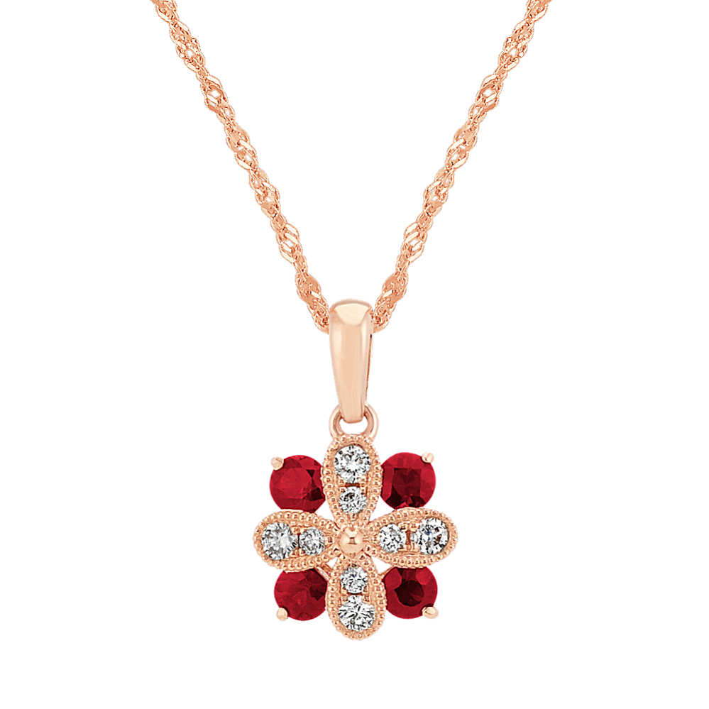 Vintage Ruby and Diamond Pendant (20'')
