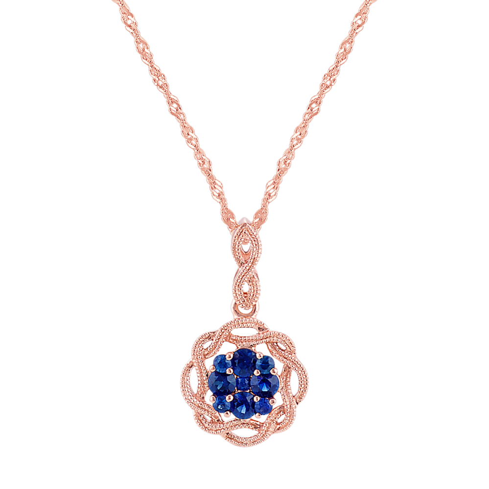 Vintage Sapphire Pendant in 14k Rose Gold (20 in)