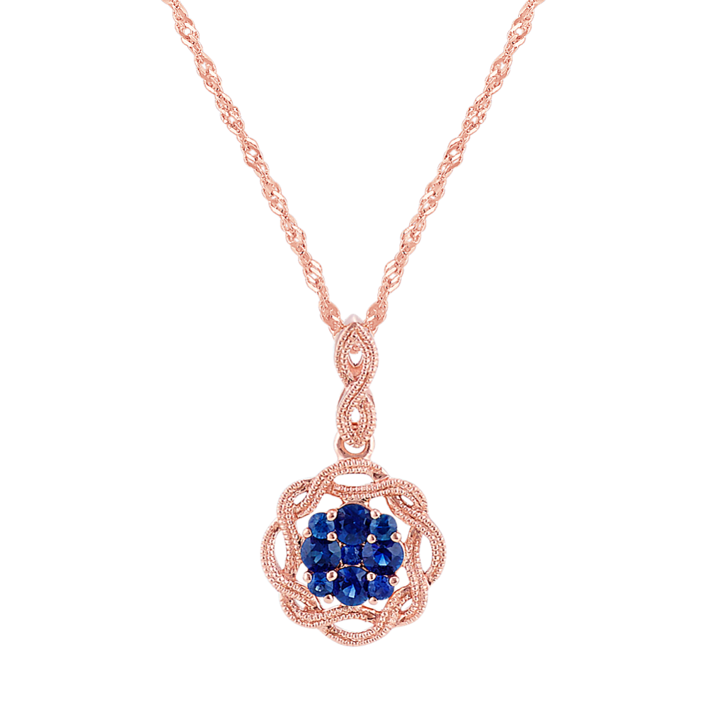 Vintage Sapphire Pendant in 14k Rose Gold (20'')