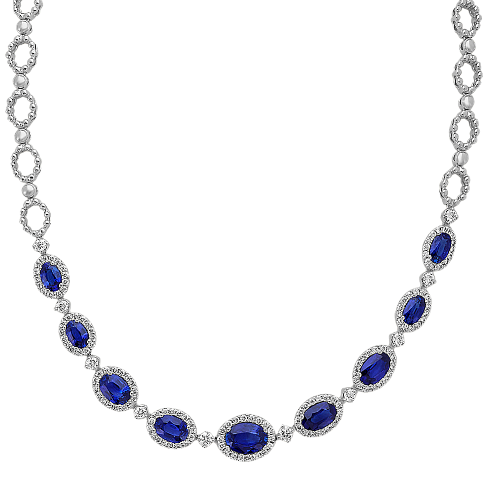 Vintage Sapphire and Diamond Necklace (18 in)