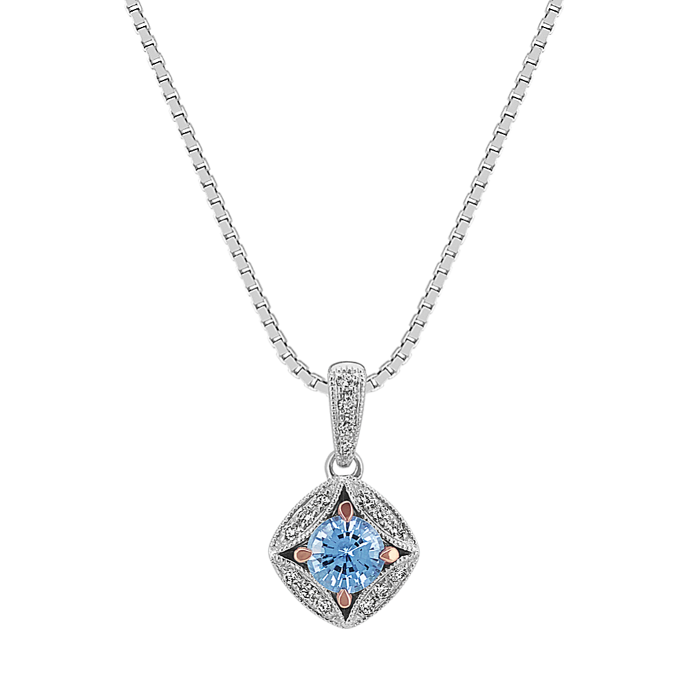 Vintage Sapphire and Diamond Pendant (18 in)