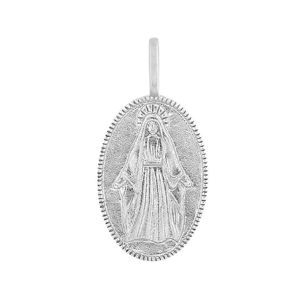 Virgin Mary Charm in 14k White Gold