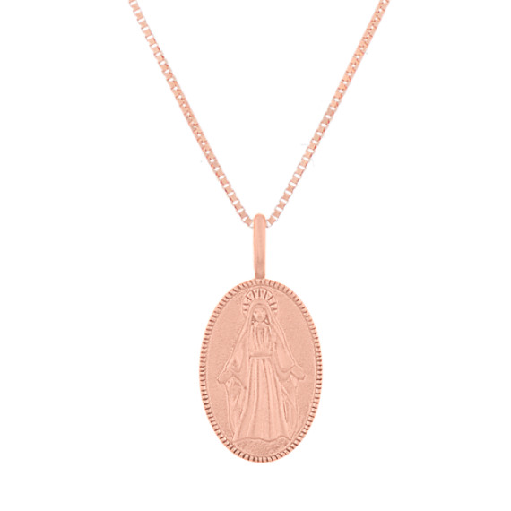 Virgin Mary Pendant in 14K Rose Gold (18 in)