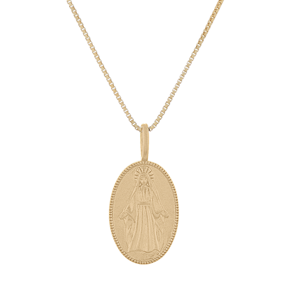 Virgin Mary Pendant in 14K Yellow Gold (18'')
