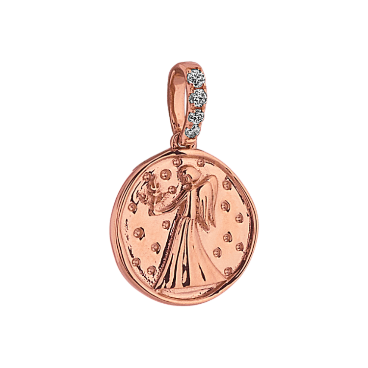 Virgo Zodiac Charm with Natural Diamond Accent in 14k Rose Gold