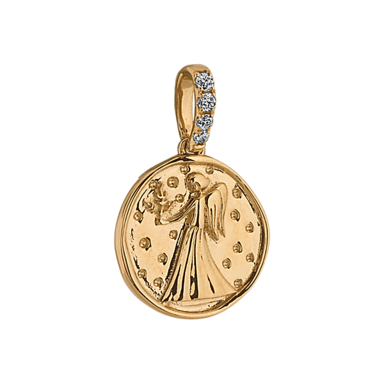 Virgo Zodiac Charm with Natural Diamond Accent in 14k Yellow Gold