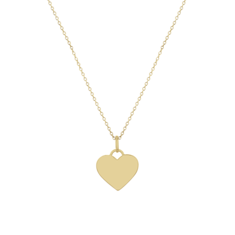 White Enamel Heart Pendant in 14k Yellow Gold (18 in)