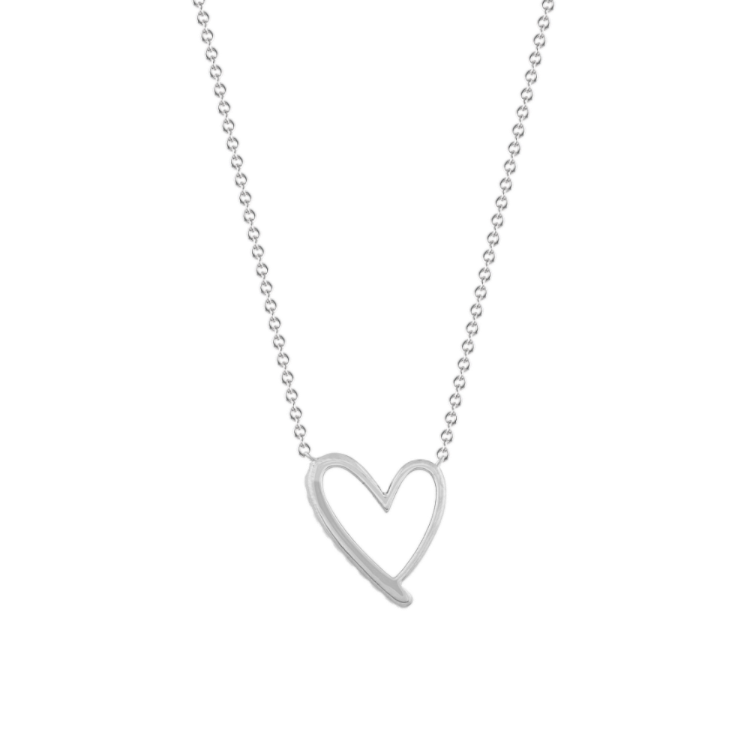 White Natural Sapphire Heart Necklace in Sterling Silver (18 in)