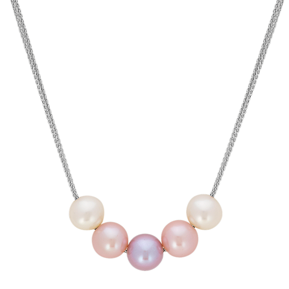 White Pink and Lavender Freshwater Cultured Pearl Necklace