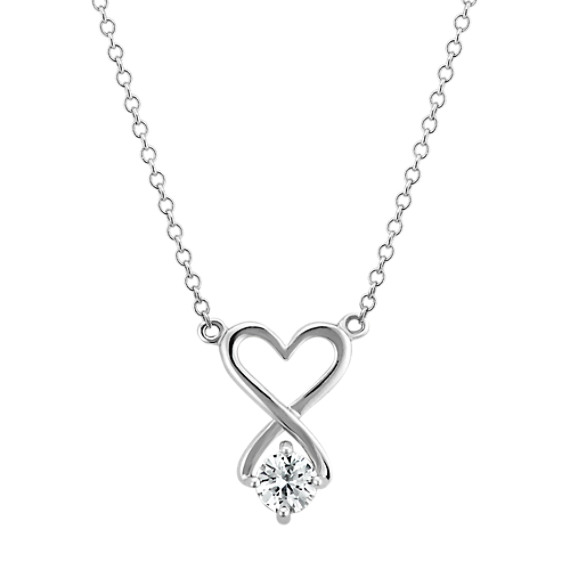 White Sapphire Heart Necklace (18 in) | Shane Co.