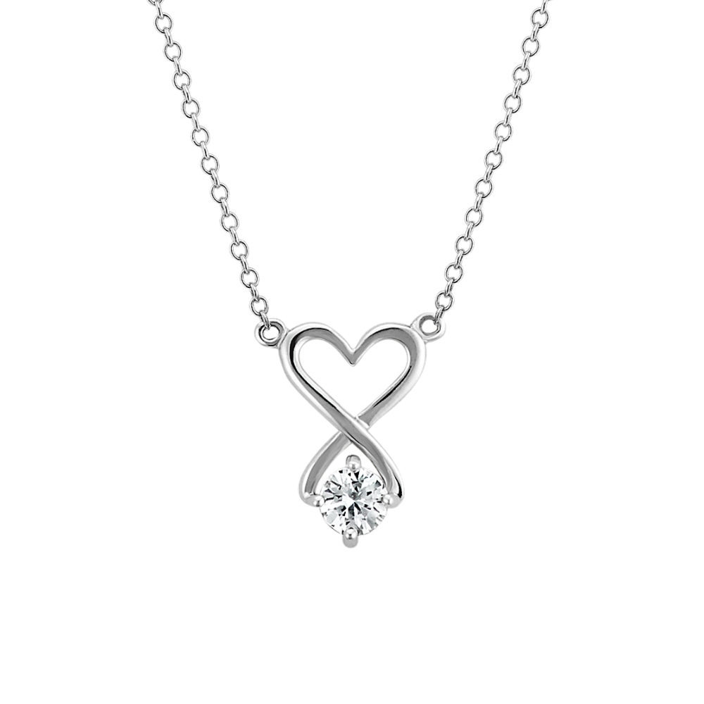 Bonnie White Natural Sapphire Heart Necklace in Sterling Silver (18 in)