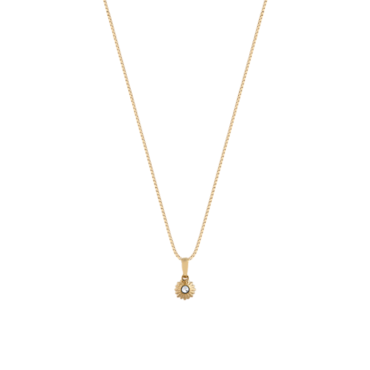 White Natural Sapphire Pendant in 14k Yellow Gold (18 in)