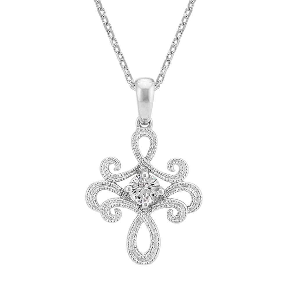 White Sapphire Pendant in Sterling Silver (20 in)