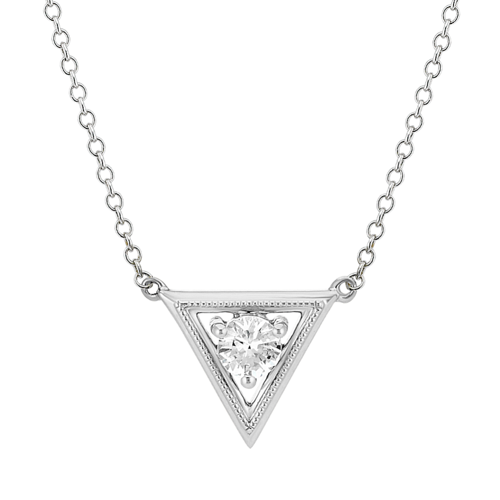 White Sapphire Triangle Necklace in Sterling Silver (18 in)