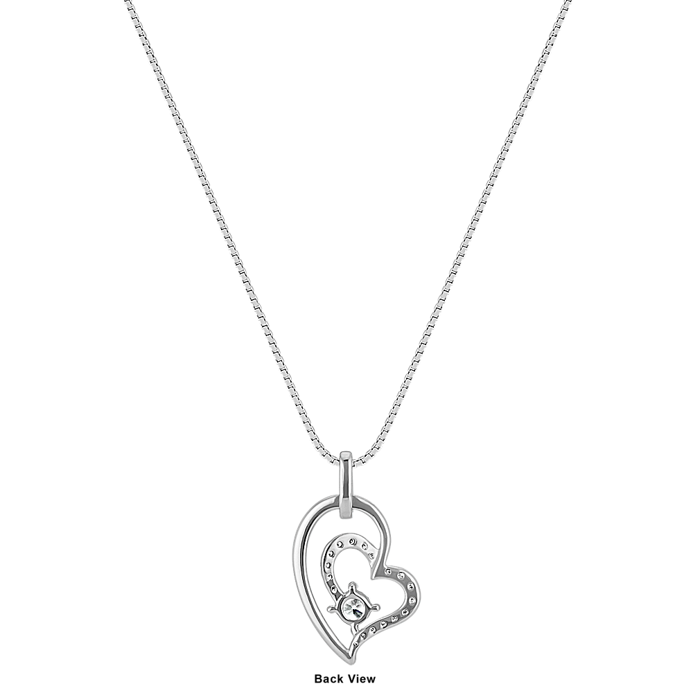 White Sapphire and Diamond Heart Pendant (18 in.) | Shane Co.