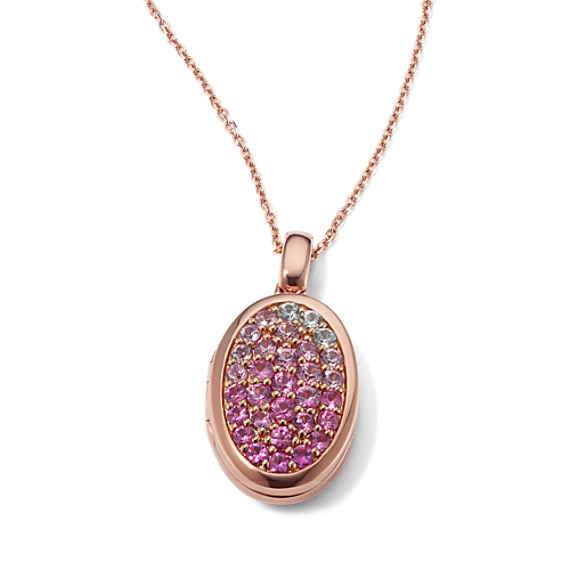 White and Pink Sapphire Ombre Locket (24 in)