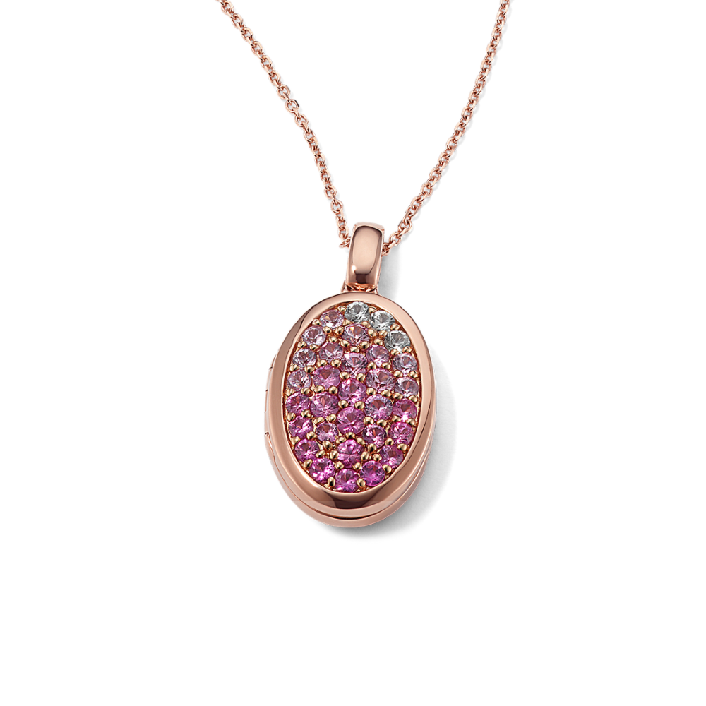 White and Pink Natural Sapphire Ombre Locket (24 in)