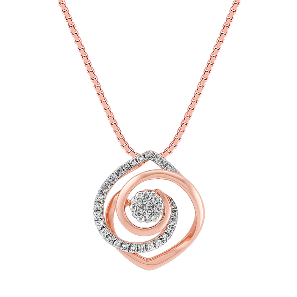 White and Rose Gold Diamond Pendant (18 in)