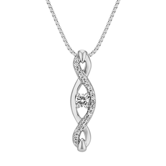 Wrapping Swirl Diamond Pendant in Sterling Silver (18 in)