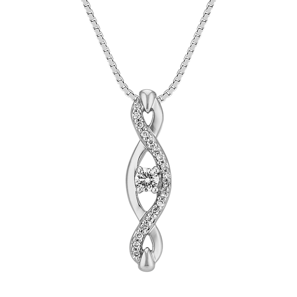 Wrapping Swirl Diamond Pendant in Sterling Silver (18'')