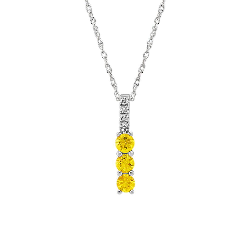 Yellow Sapphire and Diamond Pendant (18 in)