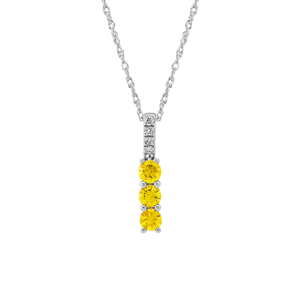 Yellow Sapphire and Diamond Pendant (18'')