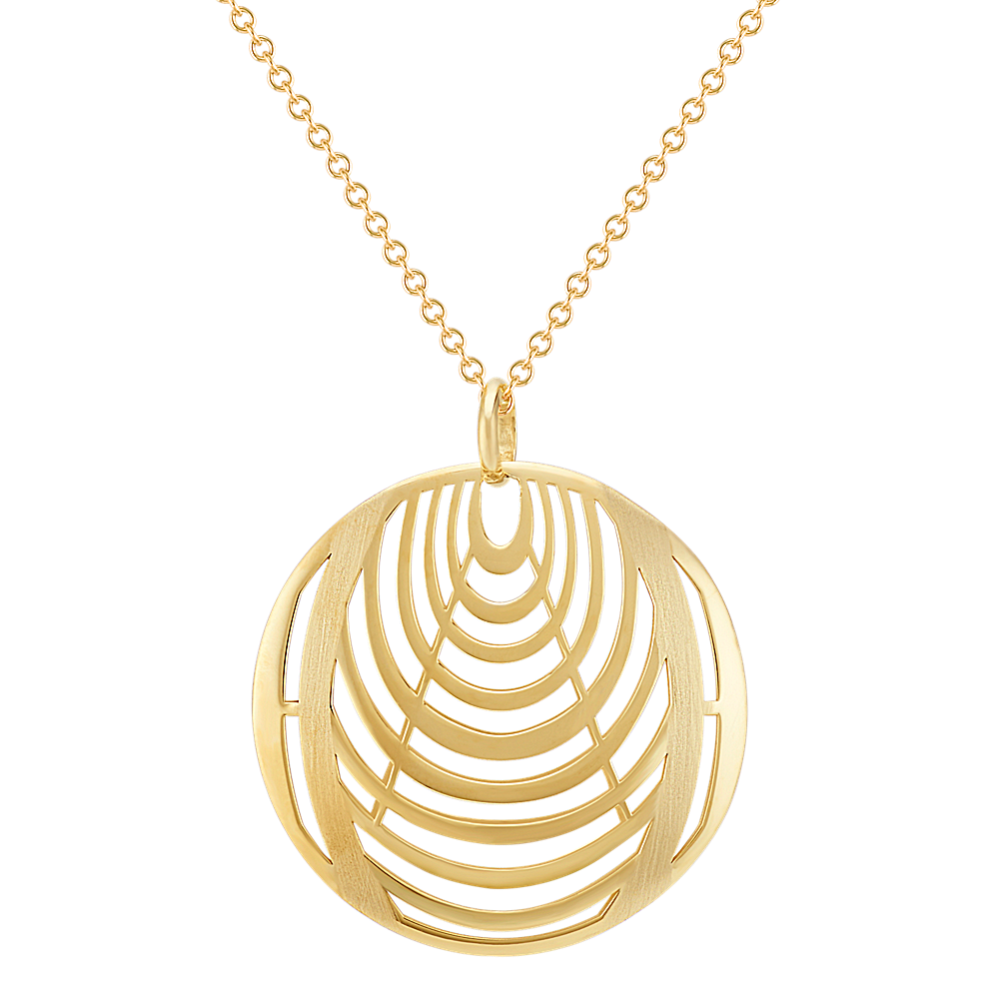 Yellow Sterling Silver Ripple Pendant (18'')