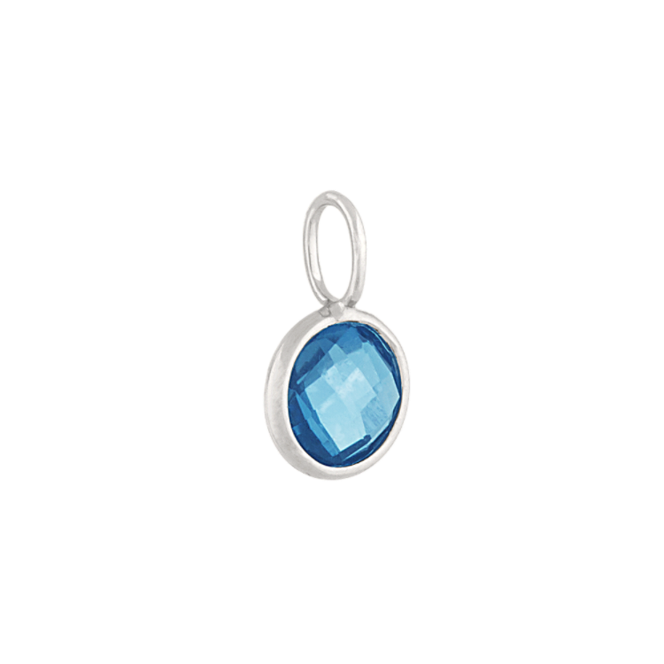 You Are One of a Kind - Natural London Blue Topaz Charm in 14k White Gold