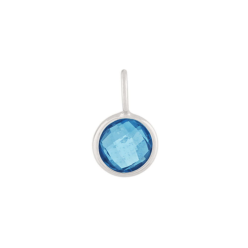 You Are One of a Kind - Natural London Blue Topaz Charm in 14k White Gold