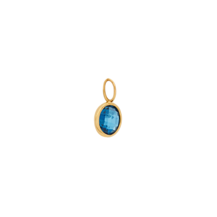 You Are One of a Kind - Natural London Blue Topaz Charm in 14k Yellow Gold