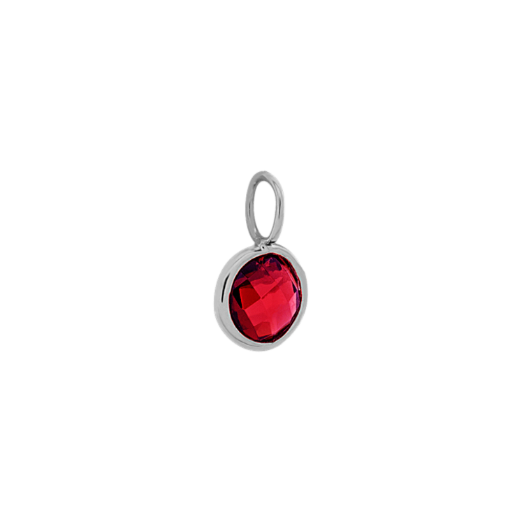 You Rule My Heart - Natural Garnet Charm in 14k White Gold